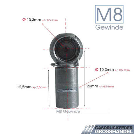 Gasdruckfeder Gasdruckdämpfer Zubehör Kugelpfanne Aufnahme M8-20mm