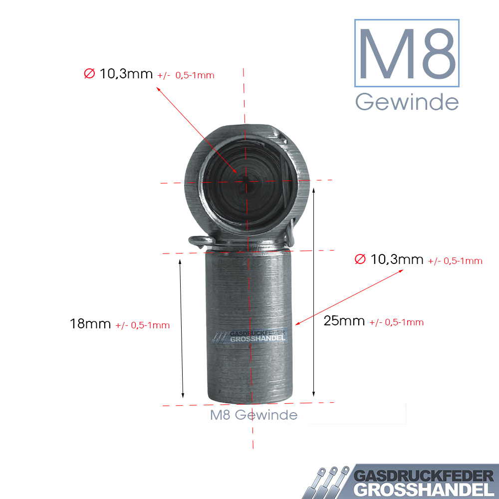 Gasdruckfeder Gasdruckdämpfer Zubehör Kugelpfanne Aufnahme M8-25mm