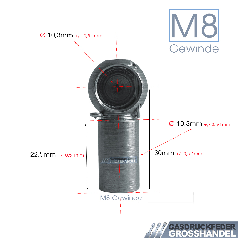 Gasdruckfeder Gasdruckdämpfer Zubehör Kugelpfanne Aufnahme M8-30mm