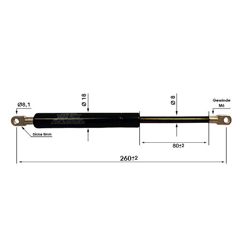 Gasdruckfeder Gasdruckdämpfer Augenaufnahme 260mm/80mm 100N-800N