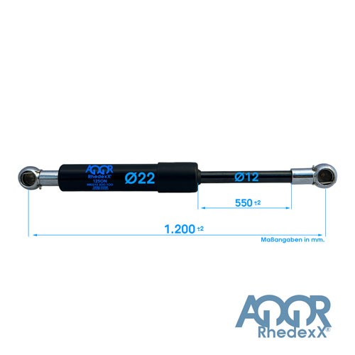 Gasdruckfeder Gasdruckdämpfer Kugelpfanne 1.200mm/550mm 100N-1.000N M8