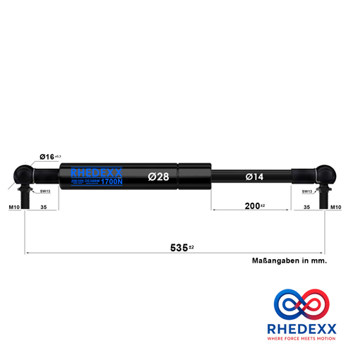 Alternative view of Ersatz für Stabilus Liftomat 2367LK 1.700N Gasdruckfeder M10 28/14