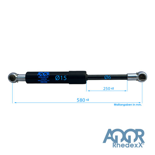 Gasdruckfeder Gasdruckdämpfer Kugelpfanne 580mm/250mm 50N-400N M6 15/6